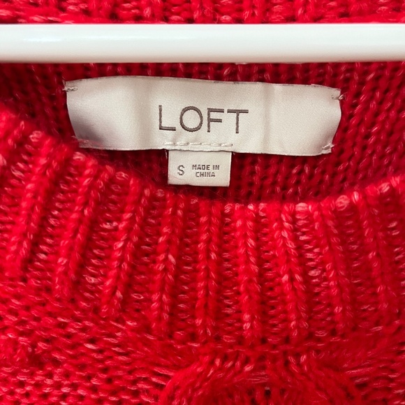 LOFT Red Cable Knit Sweater, Size S - Picture 7 of 13